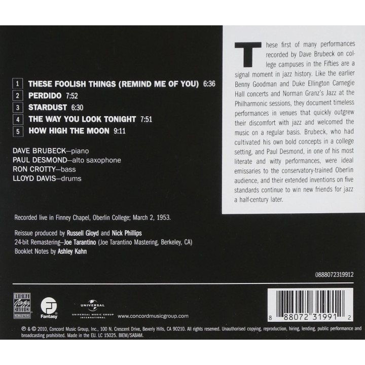 Dave Brubeck - Jazz At Oberlin [CD]