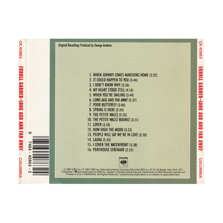 Erroll Garner - Long Ago And Far Away [CD]